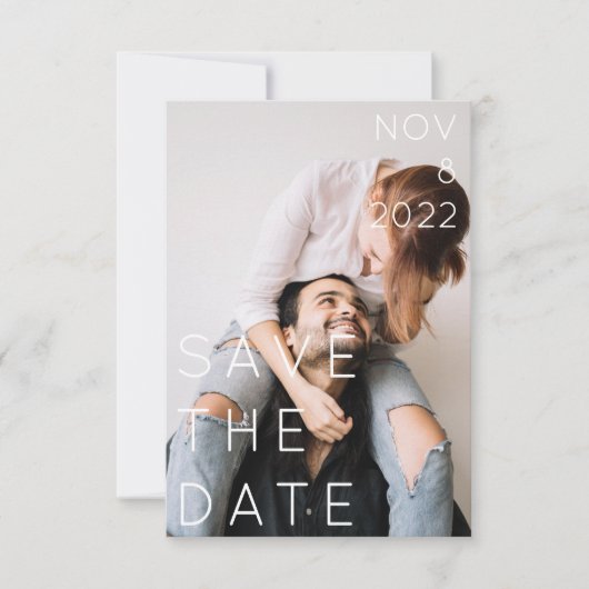 Invitation Double photo moderne en gras texte fin enregistrer (Devant)