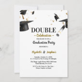 Invitation Double remise de diplôme chic pour deux diplômés e (Devant)
