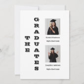 Invitation Double remise de diplôme chic pour deux diplômés e (Dos)