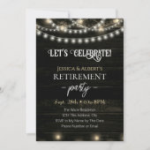 Invitation Double Retraite Party Lumières rustiques en bois (Devant)