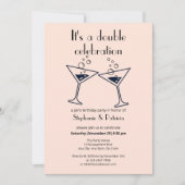 Invitation Double rose moderne fête l'anniversaire conjoint (Devant)