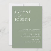 Invitation Double Sage Vert Boho Mariage moderne (Devant)