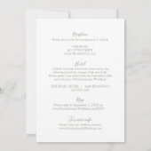 Invitation Double Sage Vert Boho Mariage moderne (Dos)
