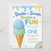 Invitation Double Scoops Double Fun Garçons ANNIVERSAIRE (Devant)