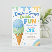 Invitation Double Scoops Double Fun Garçons ANNIVERSAIRE (Debout devant)