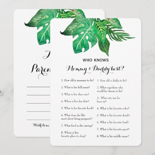 Invitation Double Side 2 Baby shower - Conseil| Qui sait (Devant / Derrière)