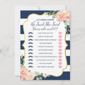 Invitation Double Side Navy Gold Fête de l'mariée (Devant)