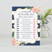 Invitation Double Side Navy Gold Fête de l'mariée (Debout devant)