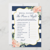 Invitation Double Side Navy Gold Fête de l'mariée (Dos)