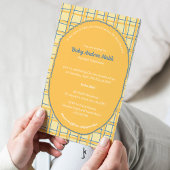 Invitation Double-Sided Light Yellow Bright Plaid Hand-Drawn