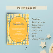 Invitation Double-Sided Light Yellow Bright Plaid Hand-Drawn