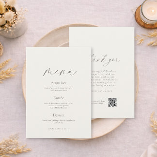 Invitation Double-Sided Wedding Menu & Thank You Card