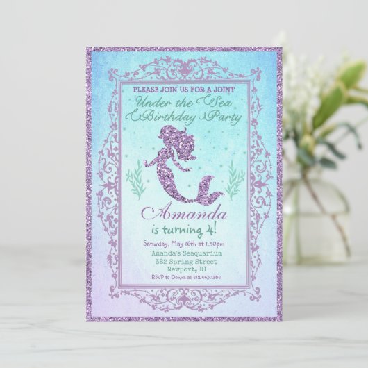 INVITATION DOUBLE - Sirène et Invitation d'anniver (Debout devant)