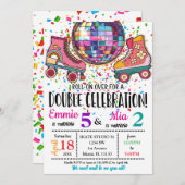 Invitation Double Sisters Bdays Celebration Roller Skating  (Devant / Derrière)
