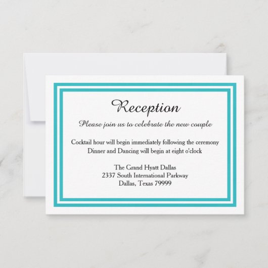 Invitation Double Teal Trim-Invitation de réception (Devant)