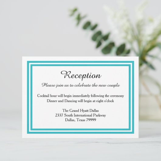 Invitation Double Teal Trim-Invitation de réception (Debout devant)