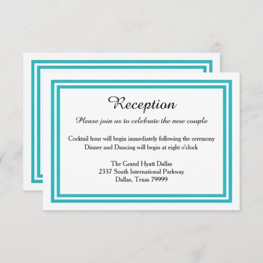 Invitation Double Teal Trim-Invitation de réception (Devant / Derrière)