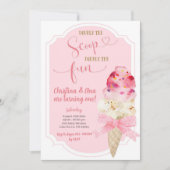 Invitation Double The Scoop Ice Cream Twins Anniversaire (Devant)