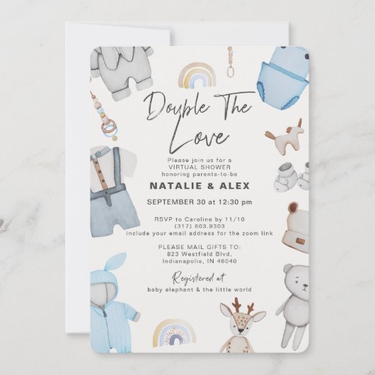 Invitation Double Trouble Vêtements Twin Boy Virtual Douche I (Devant)