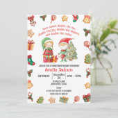 Invitation Doubler le plaisir, elfes Noël Twins Baby shower (Debout devant)