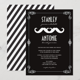 Invitation Doubles Moustaches Amour Mariage Gay Vintage Class