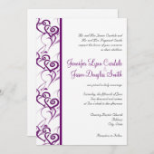 Invitation Doubles remous pourpres de coeurs épousant des (Devant / Derrière)