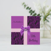 Invitation Douce 13e Anniversaire Rose Violet (Debout devant)