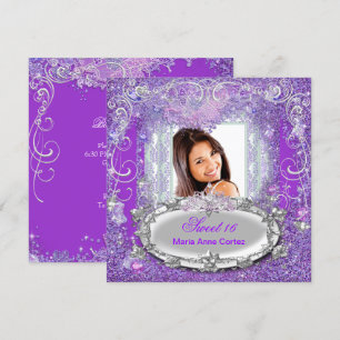 Invitation Douce 16 16ème Douce Seizième Paillettes Violettes