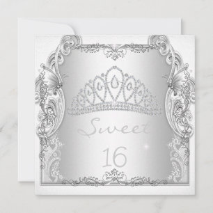 Invitation Douce 16 16ème DOUCE SEIZIÈME Tiara Blanc Annivers