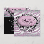 Invitation Douce 16 Anniversaire Coute Zebra rose (Devant / Derrière)