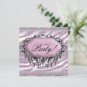 Invitation Douce 16 Anniversaire Coute Zebra rose (Debout devant)