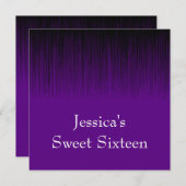 Invitation Douce 16 Anniversaire Fête Purple Black Static (Devant / Derrière)