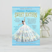 Invitation Douce 16 Anniversaire Robe d'aquarelle Royal Blue  (Debout devant)