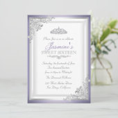 Invitation douce 16 ans Damassé Argent Violet & Ti (Debout devant)