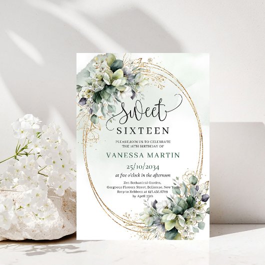 Invitation Douce 16 Ans de Vert de Sauge au style