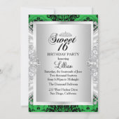 Invitation douce 16 ans Green Damask & Diamond Tia (Dos)