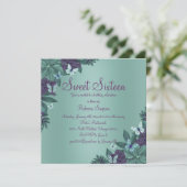 Invitation douce 16 ans Papillon Violet & Vert (Debout devant)