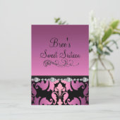 Invitation douce 16 ans Pink Damask & Diamond Imag (Debout devant)