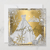 Invitation Douce 16 Douce Seize Argent Or Élite (Devant)