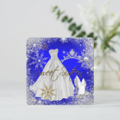 Invitation Douce 16 Douce Seize Flocons de neige bleus royaux (Debout devant)