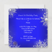 Invitation Douce 16 Douce Seize Flocons de neige bleus royaux (Dos)