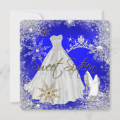 Invitation Douce 16 Douce Seize Flocons de neige bleus royaux (Devant)