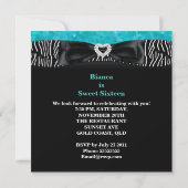 Invitation Douce 16 Douce Seize Turquoise Noir Zèbre (Dos)