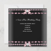 Invitation Douce 16 Douze ans Blanc Rose Noir Dentelle Perle (Dos)