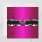 Invitation Douce 16 Fuchsia Rose Argent Noir Zèbre Léopard (Dos)
