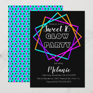 Invitation Douce 16 Néon Glow Dans Le Noir Multi Laser