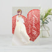 Invitation Douce 16/ princesse + damas cardiaque (Debout devant)