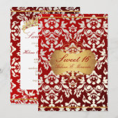 Invitation Douce 16/ princesse/damask perle (Devant / Derrière)