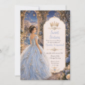 Invitation Douce 16 Princesse Jardin Bleu Poudre (Devant)