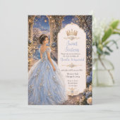 Invitation Douce 16 Princesse Jardin Bleu Poudre (Debout devant)